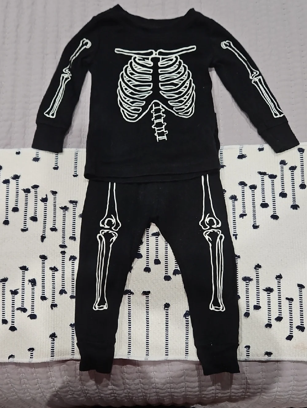 Old Navy Black & White Skeleton Pajama Set for Kids